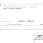 dyplom rehabilitacji kręgołupa metodą MDT McKenzie Kamili Kuźniar-Kosowskiej z RehaFit.
