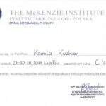 Dyplom rehabilitacji kręgosłupa metodą MDT McKenzie Kamili Kuźniar-Kosowskiej z RehaFit we Wrocławiu.