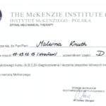 dyplom rehabilitacji kręgosłupa metodą McKenzie D, Malwina Knuth z RehaFit we Wrocławiu