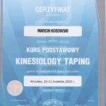 dyplom kinesiotaping, fizjoterapeuta Marcin Kosowski, RehaFit Wrocław