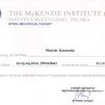 dyplom rehabilitacji kręgosłupa McKenzie D, fizjoterapeuta Marcin Kosowski, RehaFit Wrocław