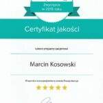 Certyfikat jakości dla fizjoterapeuty Marcina Kosowskiego, RehaFit Wrocław