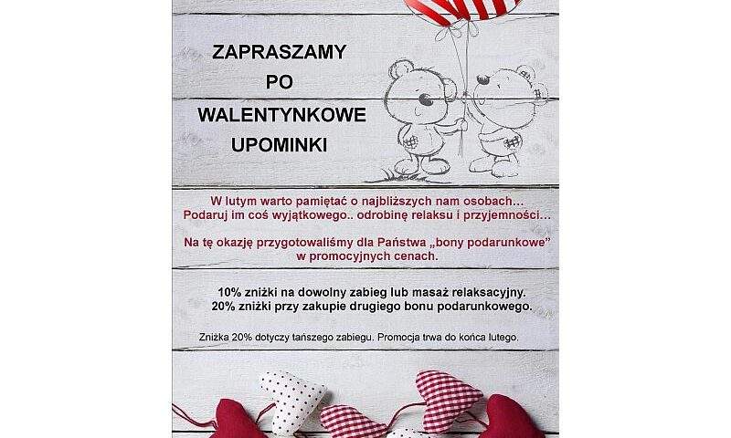 Walentynkowe upominki w formie voucherów na masaż. Zaskocz swoją drugą połowę.