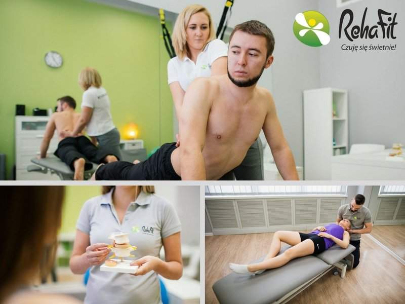Fizjoterapeuci przeprowadzają kompleksową rehabilitację w bólach kręgosłupa. Wykorzystują terapię manualną, terapię McKenzie, kinesiotaping oraz różne formy masażu.